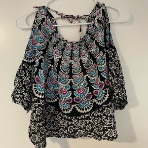 Bohemian Black and Multicolor Women's Top